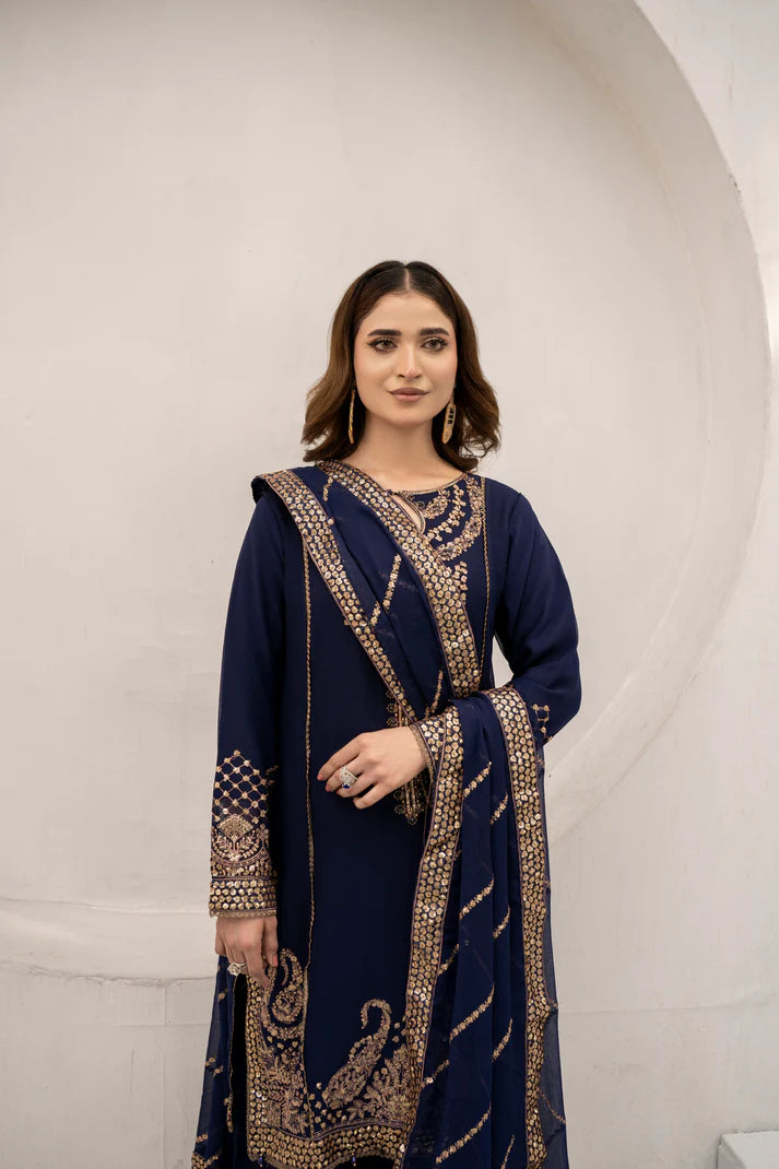 Navy Muse - 3PCS Chiffon