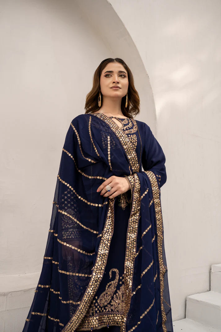 Navy Muse - 3PCS Chiffon
