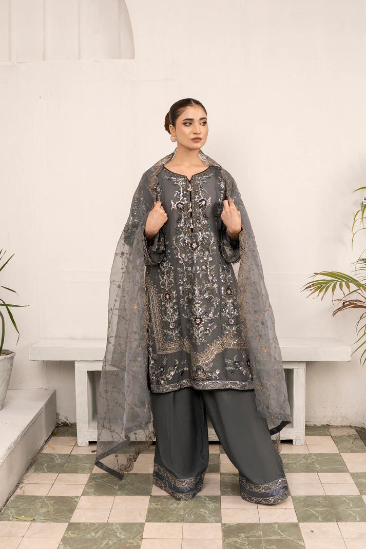 Grey Grace - 3PCS Chiffon