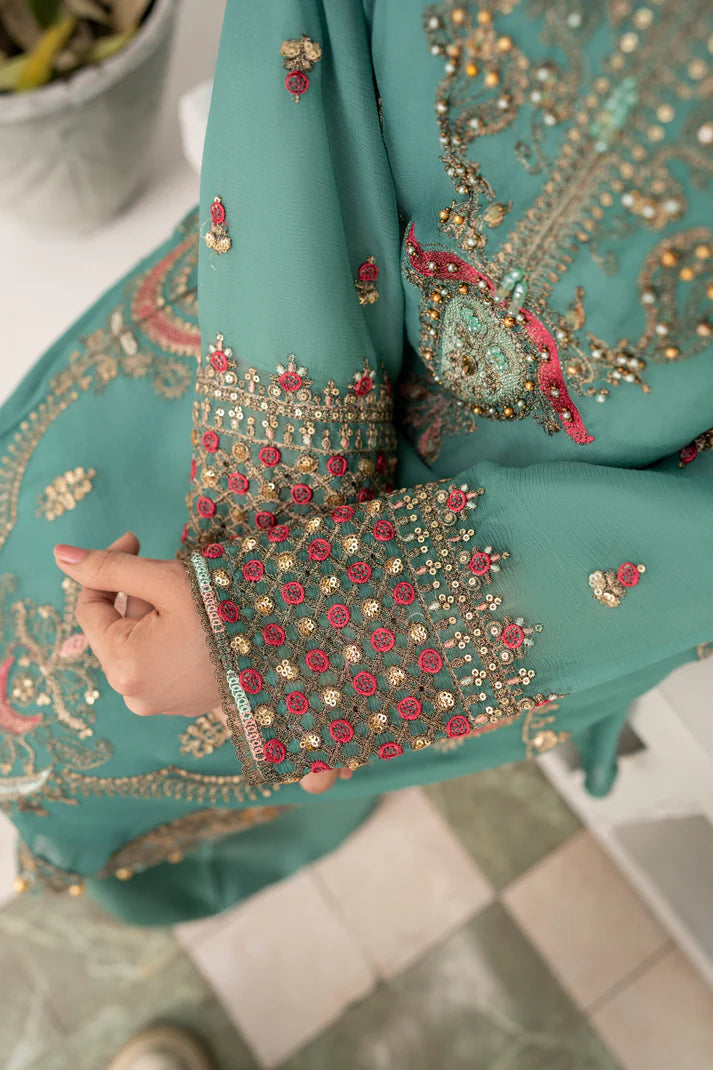 Sea Mist - ADORABLE CHIFFON EMBROIDERED 3PC