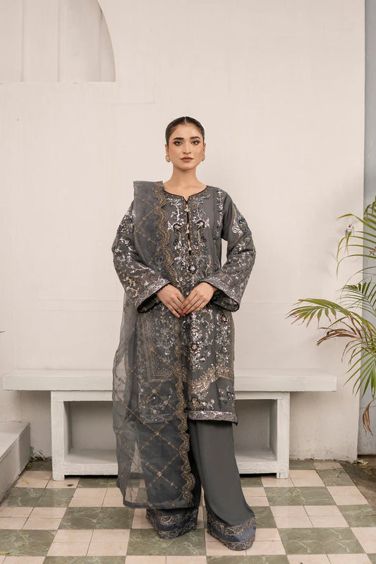 Grey Grace - 3PCS Chiffon